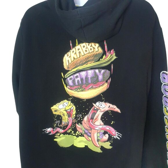H&M Spongebob Hoodie 2XL Black Patrick Krabby Patty Squarepants Graphic Urban - Picture 4 of 6